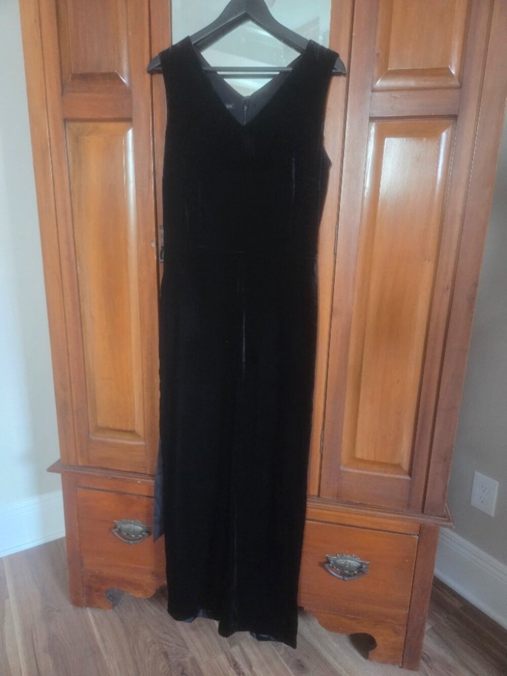 Black velvet jumpsuit